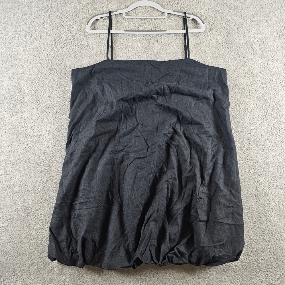 Gap Womens XL Linen Blend Bubble Hem Cami Top True Black